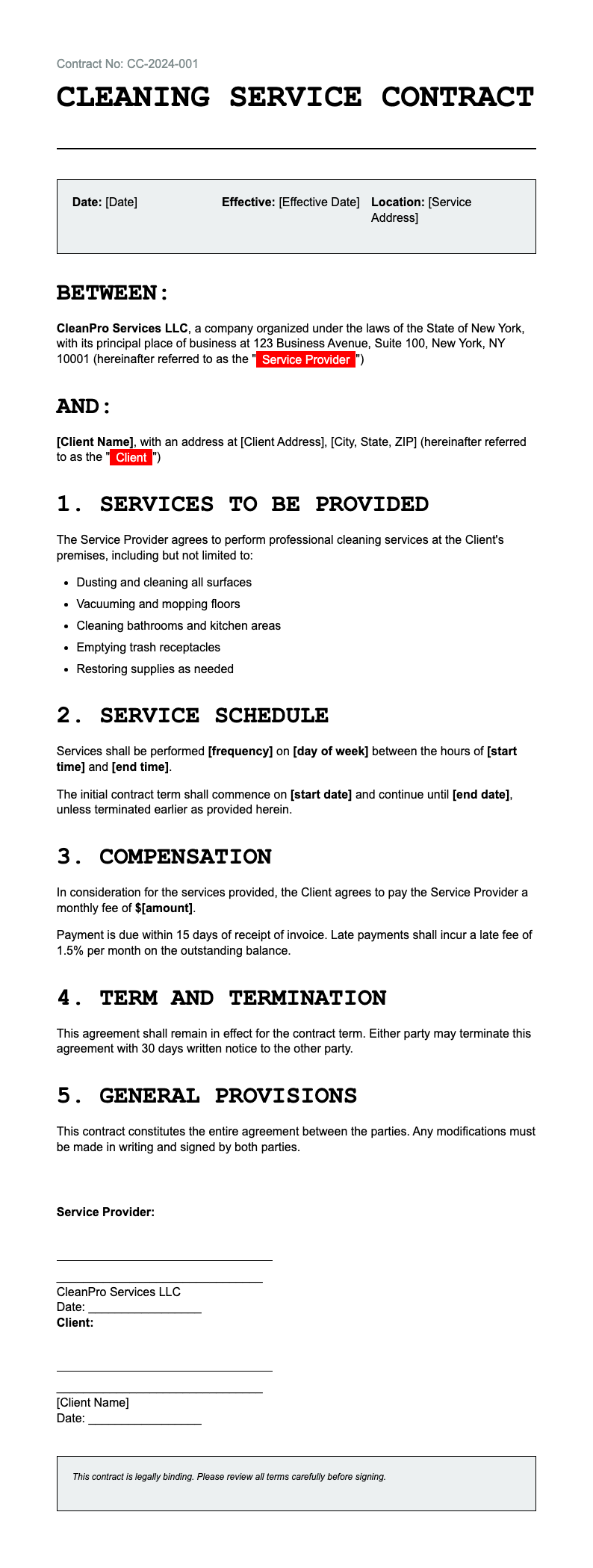 Bold industrial cleaning contract